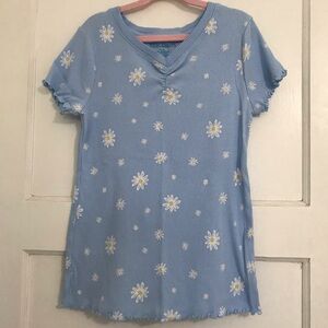 ✔️Blue Floral Ribbed Girls Top 🌼